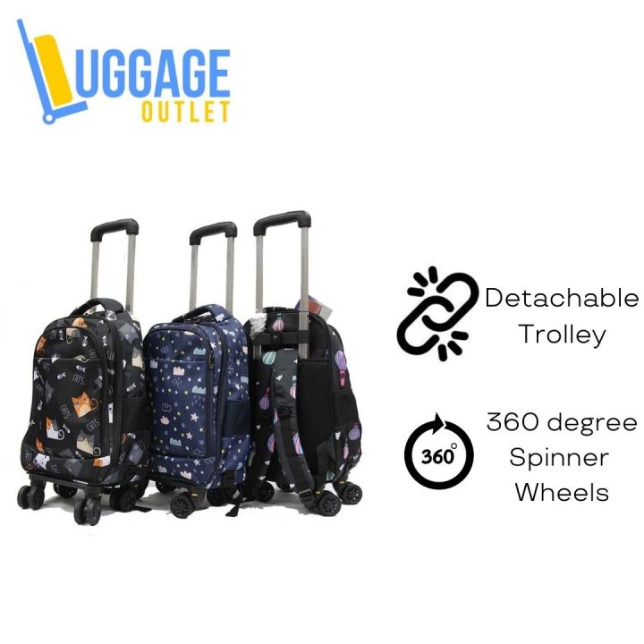 Detachable Trolley Backpack with Spinner Wheels Small Lazada