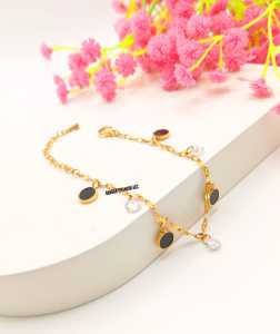 GELANG TANGAN PECAHKOPO BULAT BLACK PERMATA ANTI LUNTUR & ANTI KARAT (COD)