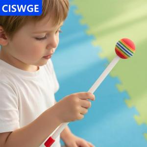 [COD] CISWGE 2Pcs Drum Sticks Round Felt Mallet Drum Sticks EVA Orff Hand Percussion Beat Rainbow Color Musical Instrument Accessories