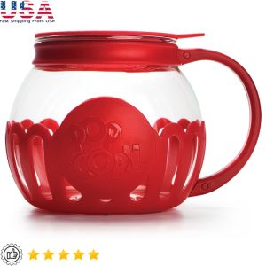 Microwave Popcorn Maker Borosilicate Glass Bowl Silicone Lid Healthy Snack Kitchen Tool Eco-Friendly Dishwasher Safe