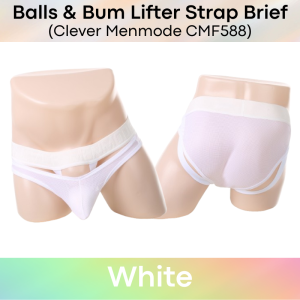 Mens Brief: Polyester Mesh Brief with Ball/Bum Lifter Strap (CMF588)