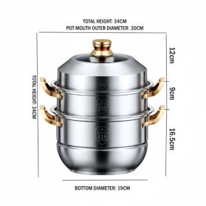 316 Stainless Steel 3-4 Layer Steamer Food Grade Thickened Soup Pot for Steamed Buns