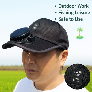 Solar Charging Fan Cap Outdoor Mountain Climbing Large Brim Fishing Cap Sun Protection and Outdoor Leisure