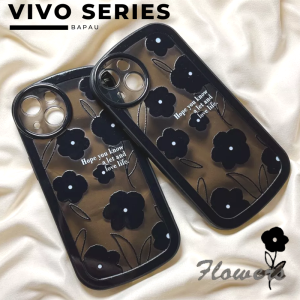 Casing Vivo Y01 Y12 Y12S Y15 Y15S Y16 Y17 Y20 Y20S Y22 Y22S Y30 Y30i Y35 Y50 Y55 5G Y75 5G T1 5G Case Softcase Motif Bunga Black Flower