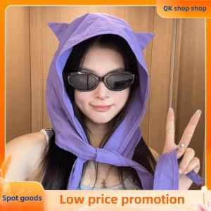 ✨QK shop✨ Fashionable Cute Cat Ear Strap Sun Protection Quick-Drying Sun Hat For Women