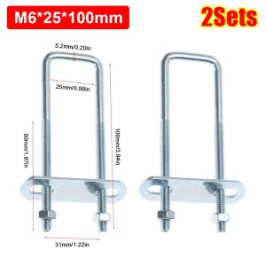 ALLUCK 2Sets Iron Square Clamp Right Angle U-bolt With Baffle Squa Bolt Screw Pipe U-clamp