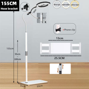 Flexible Arm Phone Holder Stand LED Ring Light Desk Mount Boom for Video Recording Live Streaming and Reading