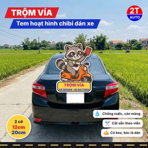 Tem Decal Gấu Mèo Trộm Vía Cầm Lì Xì Đi Xe Máy Chibi Sticker Hoạt Hình Dán Xe Máy Ô Tô Chống Nước