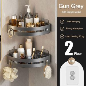 RESIGH FASHION Wall Mount Bathroom Shelves Plastic No Drill Corner Shower Shelf Durable Triangular Square Shower Storage Rack Holder Kitchen