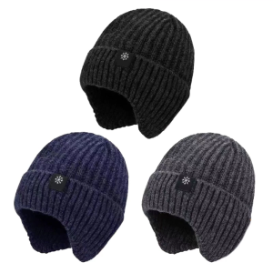 Casual Hat Faux Furs Lined Knitted Hat Plush Cycling Ear Protections Outdoor Men Winter Knitted Hat Warmth Hat Earmuff