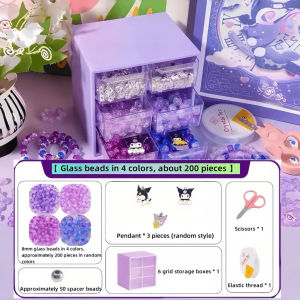 Kuromi Girls DIY Beads Set Kids Toy Mix Color Bead Bracelet Jewelry Making Craft Accessories Gifts