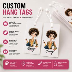 25 PCS Customized Hang Tags W/ Nylon String | Clothing Tags | Pricing Tags | Product Tags