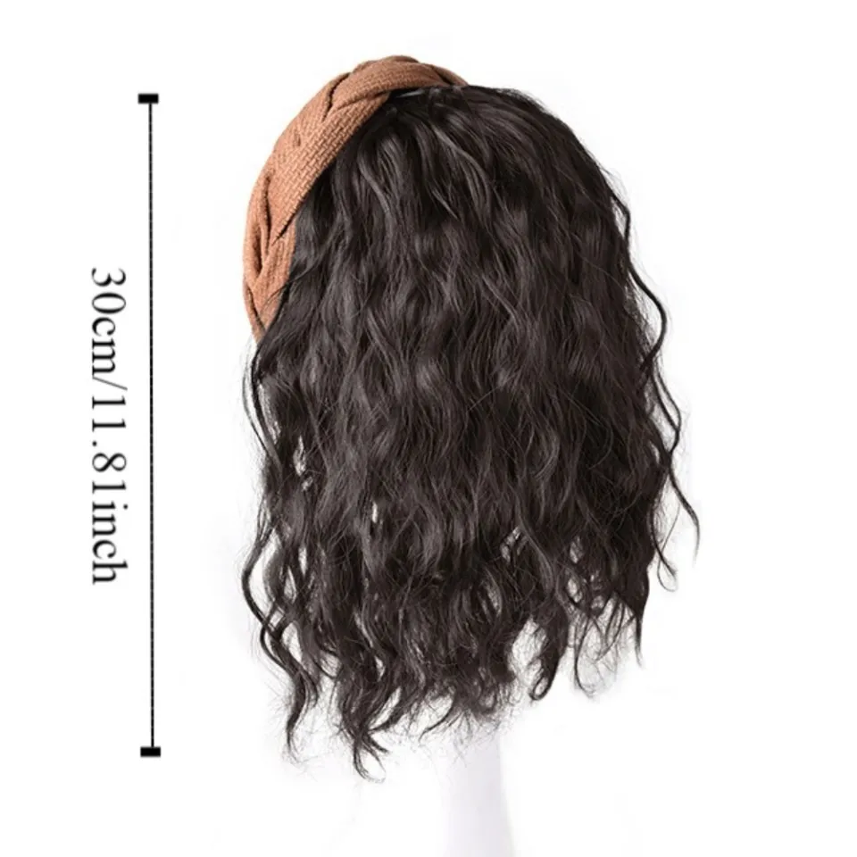 QUESU Korean Style Synthetic Headband Wigs Hairpieces Hair Hoop Half  Headband Wig Fashion Hair Extension Short Wavy Curly Bob Hair Women