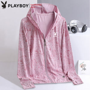 Playboy Mens Sunscreen Clothing UV Protection Summer Sunscreen Clothing Womens Breathable Skin Clothing Couple Style
