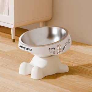 FUNG MALL Có thể tháo rời Bát ăn cho mèo bằng thép không gỉ Đế chống trượt Cạnh Chống Cắn Bát ăn cho thú cưng nâng cao Đồ dùng cho thú cưng Chống lật Bát ăn cho mèo Cho chó ăn