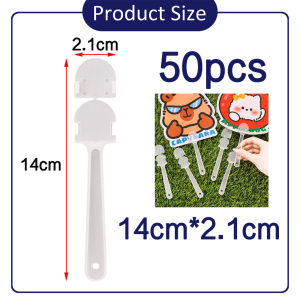 50ชิ้น DIY ที่จับพัดลม พัดลม Graffiti ที่จับพัดลมมือขนาดเล็กโปร่งใส  ทำพัดเชียร์ ด้ามจับพัดลมโฆษณา อุปกรณ์เสริม DIY