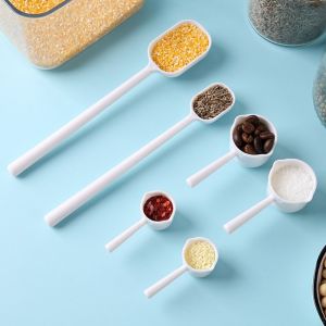 LINSBAYWU 2Pcs Kitchen Gadgets Measuring Spoon Salt Washing Transparent Pet Feeding Scoop Durable Multi-purpose Powder Spoon