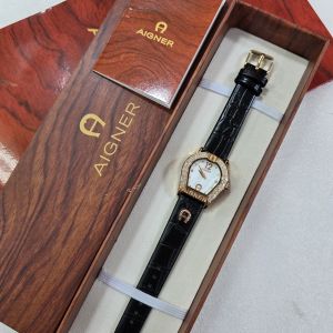 Paket Full Set Box Exclusive + Paperbag / Jam Tangan Aigner Cekung SV-942SUA / Jam Tangan Fashion Wanita Tali Kulit Diameter 32 cm