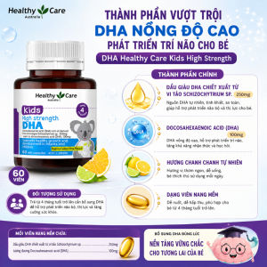 Viên Uống Bổ Sung DHA Cho Bé Healthy Care Kids High Strength DHA - DHA Gốc Tảo Bổ Não Sáng Mắt Trí Tuệ - 60 Viên