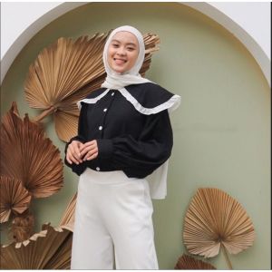 BRIEE - MARINA SHIRT // BLOUSE MARINA KERAH LAYER LIST PUTIH