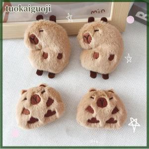 tuokaiguoji Cute Capybara Animal Plush Doll Brooch Fluffy Soft Stuffed Clothes Badge Pins Backpacks Decoration Accessories