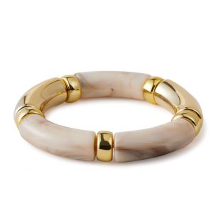 BEAUTYLADIES Co giãn Vòng tay da báo Acrylic Đính cườm Vòng Tay Phong Cách Bohemia Thời trang Trang sức cầm tay Vòng tay ống cong Phụ nữ
