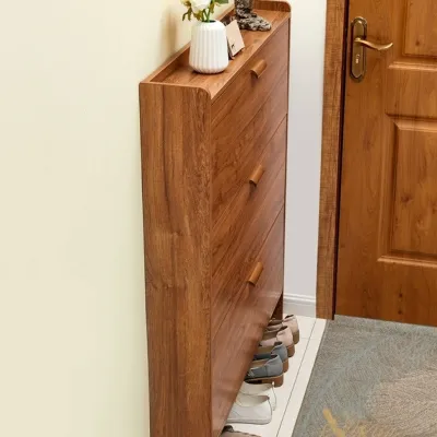 Flip-Bucket Storage Cabinet Small Shoe Rack Shoe Cabinet Paint-Free Economical Doorway Ultra-Thin Multi-Functional Minimalist17cm Home Narrow OKCV