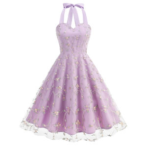 G7 Cross-Border European and American Sleeveless Strap Foreign Trade Dress Gown Mesh Embroidery Elegant Fashion Dress 7/7