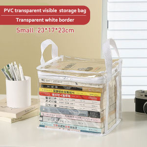 Multifunctional Transparent Book Storage Bag Large Capacity Snacks Toys Stationery Miscellaneous Items Organize Pocket Waterproof Dustproof Student Placement Book Sorting Box with Zipper Handle