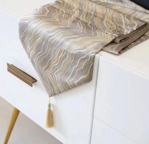 Table Bed Runner Taplak Meja Panjang Marble Ivory