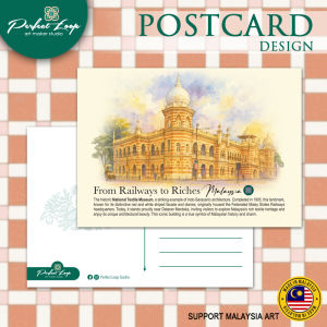 Postcard Design Malaysia Kuala Lumpur Famous Landmarks Watercolor concept (BUY 10 FREE 1)