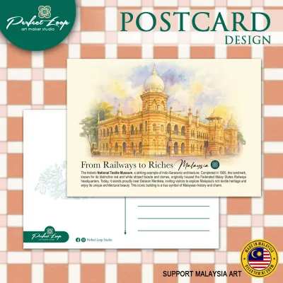 Postcard Design Malaysia Kuala Lumpur Famous Landmarks Watercolor concept (BUY 10 FREE 1)