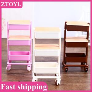 ZTOYL💝 1:12 Dollhouse Trolley Dining Cart w/Wheel Storage Shelf Furniture Decor Toy