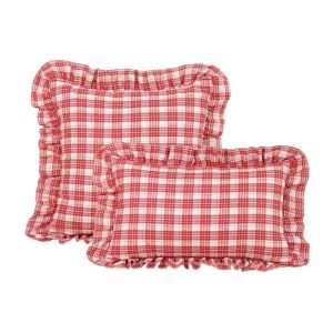 MINIFELE 262 30x50cm Ruffled Cushion Cover 45x45cm Square Shape Decorative Pillow Cover Retro Style Printed Pattern Piping Pillowcase For Home