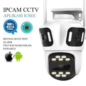 Kamera Pengawasan IP66 Waterproof 12MP dengan Tiga Lensa dan Kontrol PTZ - Plug & Play