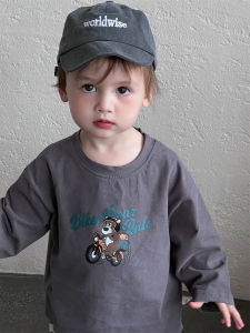 Childrens cartoon print sweatshirt and plaid pants set 2026 Spring clothing for babies Korean-style childrens clothing boys spring apparel