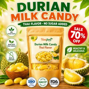 DURIAN MILK CANDY THAI FLAVOR No Sugar Added Creamy Durian Candy Healthy Fruit Candy 500g Vinafood