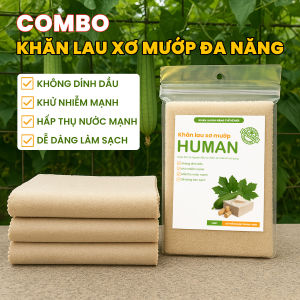[THẤM HÚT TỐT] Khăn Lau Xơ Mướp Hút Mỡ Đa Năng HUMAN Tách Mỡ Làm Sạch Nhà Bếp Bàn Ăn Mọi Bề Mặt