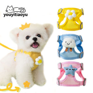 YOUYITIAOYU Pet Harness Vest Adjustable Collars Pet Chest Breathable Strap Cat Dog Leash Ali Kucing Berjalan