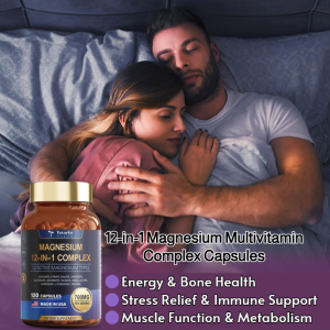 12-in-1 Magnesium Multivitamin Multimineral Complex Capsules Essential Nutrients Support for Energy Bone Health Stress Relief