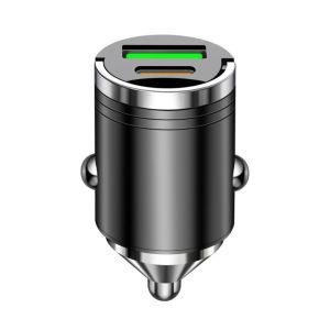 DBP1099 Dual USB Pull Ring Car Charger Fast Charging Type C Mini Car Charger Car Charging Head Invisible Car Power Adapter Car Phone Charging