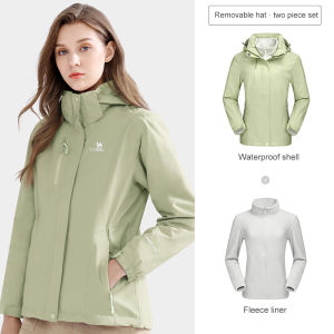 Cameljeans Outdoor Jacket 3-in-1 Rainproof Windproof Climbing Clothing for Women(2 pieces)