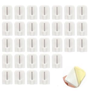 Pack of 30 White Plastic Auto Adhesive Hook for Curtain Rods Damage Release Wall Mounting Mini Hangers