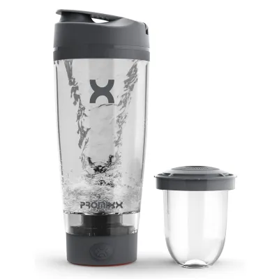 Promixx Pro Shaker Bottle | Rechargeable Powerful for Smooth Protein Shakes | includes Supplement Storage - BPA Free | 20oz