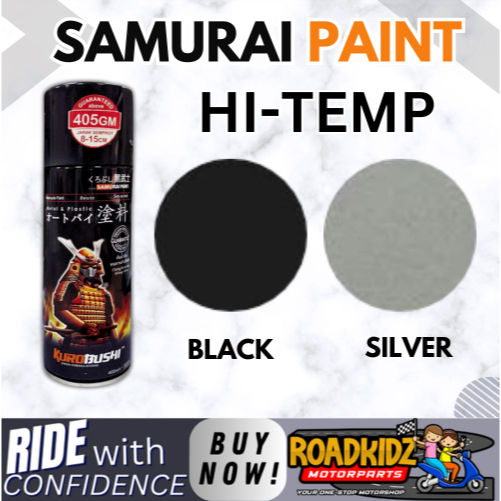 Samurai Spray Paint Hi Temp Black/Silver 300ml Lazada PH