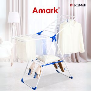 Amark Heavy-Duty Epoxy Steel Dual-Wing Clothes Dryer with Shoe Holders 145x55x95 cm