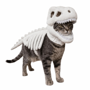OUTOPEN 3D Dinosaur Skeleton Pet Costume Glow in The Dark Luminous Cat Cosplay Headwear Easy To Wear Breathable Dinosaur Skull Headgear Pet Supplies