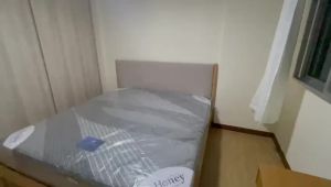 Flexidesignx OLLY Wood Bed Frame Queen King Size Solid Wood Base Fabric Headboard fit Up to 200kg