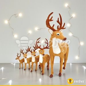 Hiasan Patung Rusa Bludru Coklat Natal | Dekorasi Reindeer Pohon Natal | Aksesoris Natal