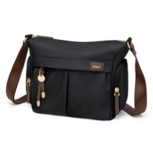 GOLF QUALITY Shoulder Crossbody Bag Women Nylon Cross Body Bags Ipad Casual Handphone Pouch Sling Bag Waterproof Anti Theft Multi Pocket Ladies Handbag Small Black